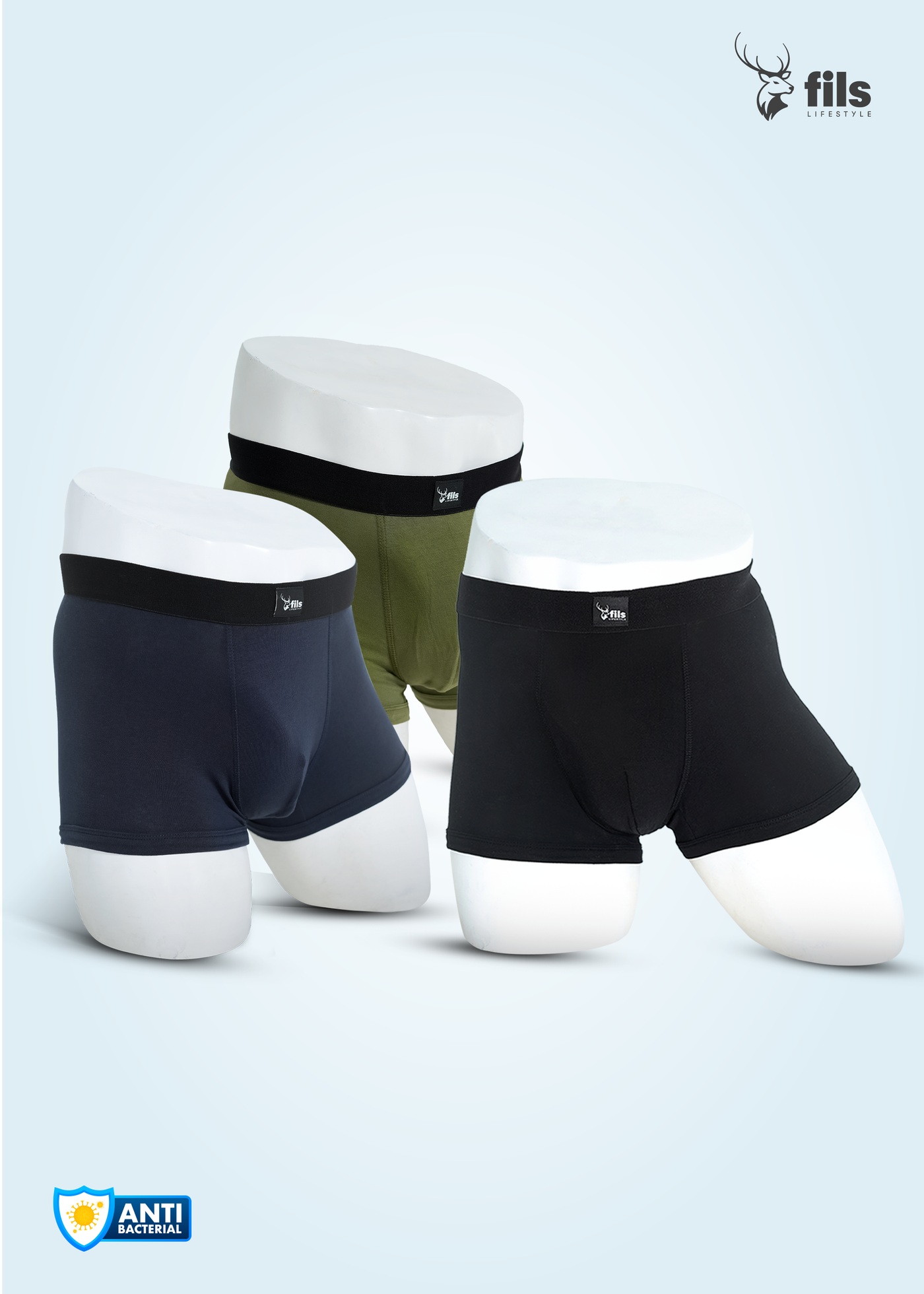 3 Pcs Combo 4 - Men's Premium Antibacterial Boxer Brief