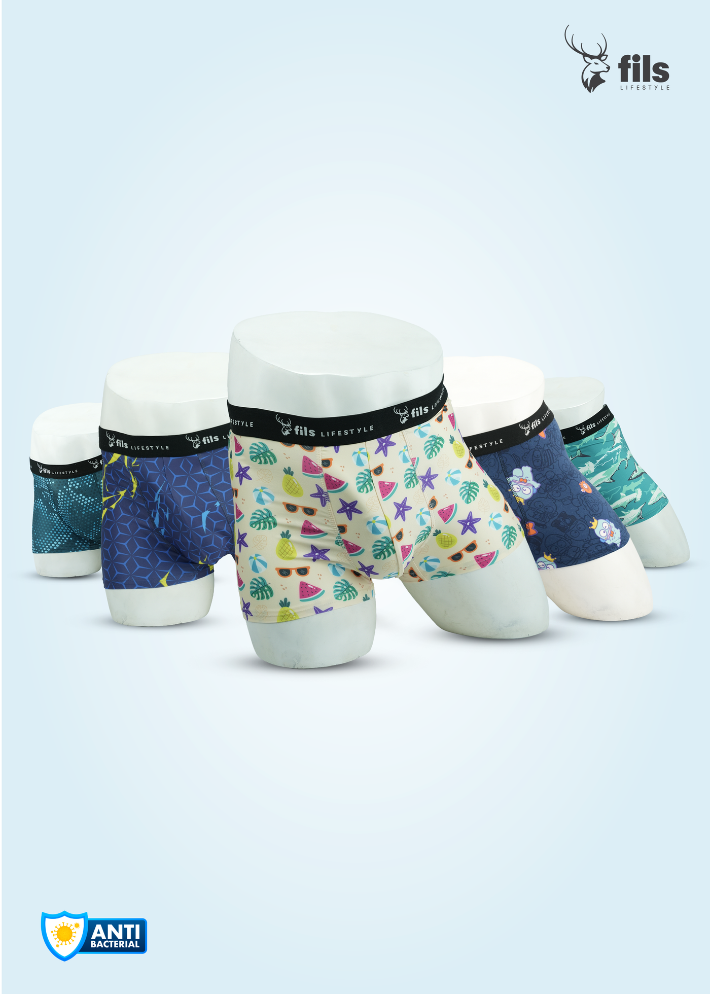 5 Pcs Premium Boxer Combo 4 (Imported Mesh Fabric)
