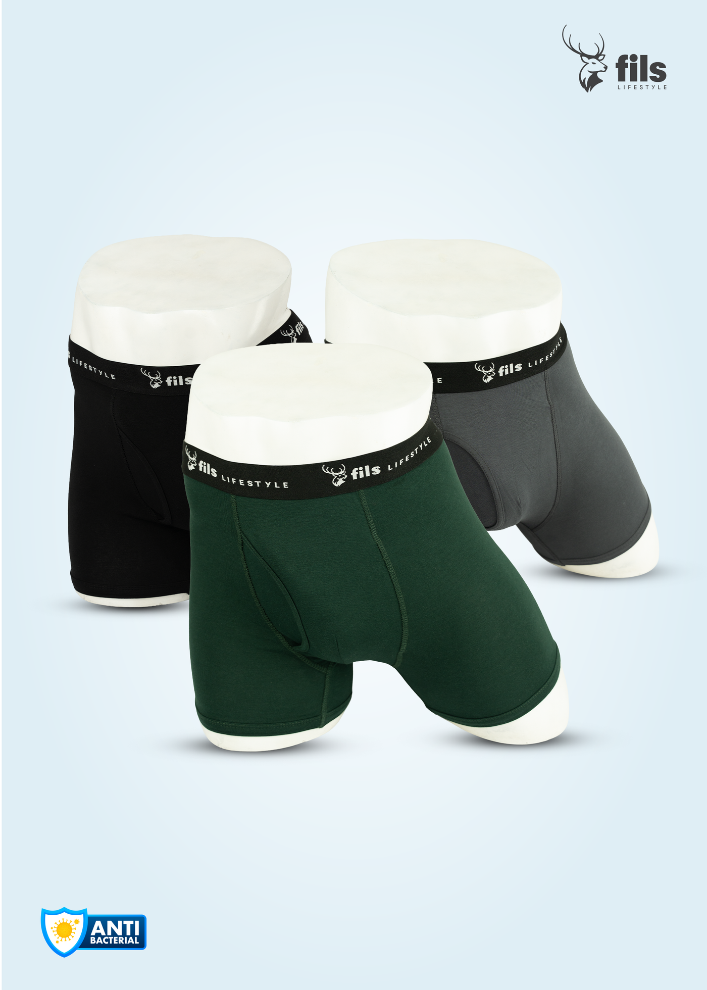 3 Pcs Combo 3 - Men's Premium Antibacterial Boxer Brief (Cotton)