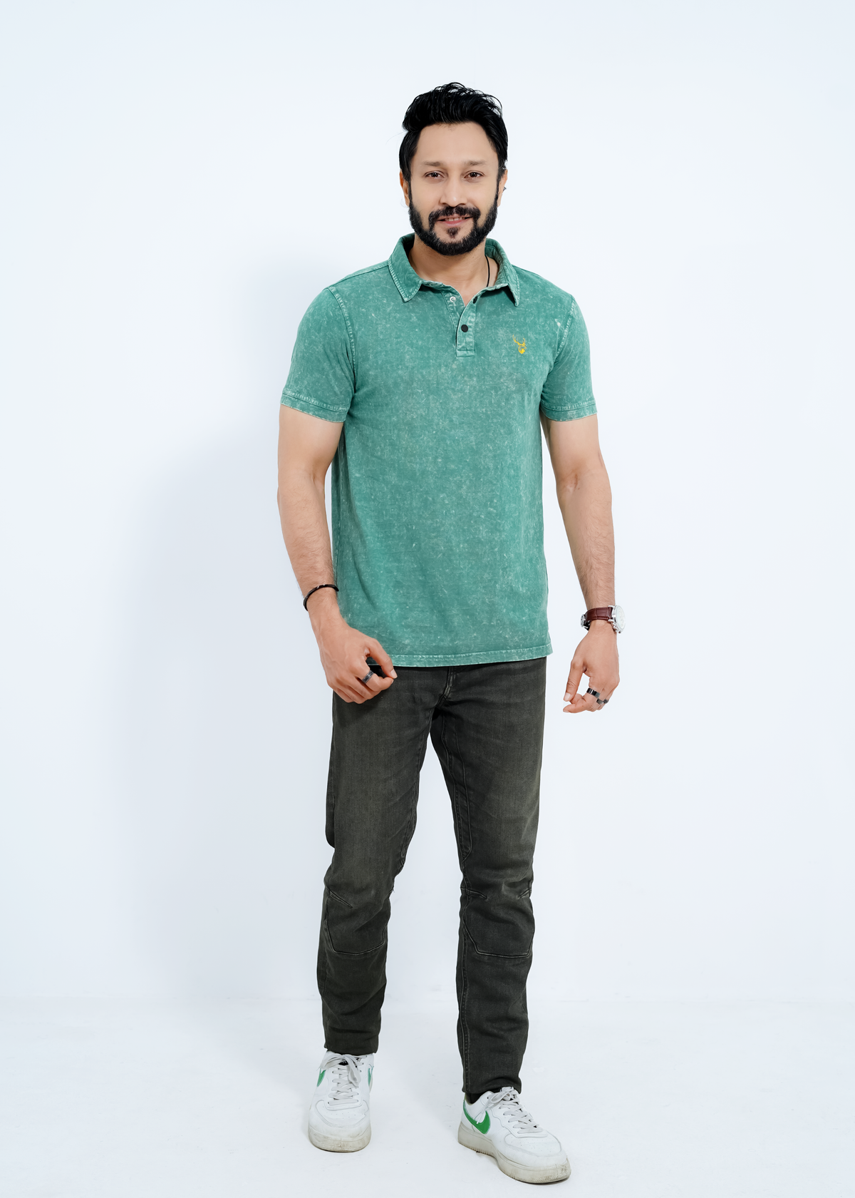 Douglas Fir - Acid Wash Premium Cotton Polo Shirt