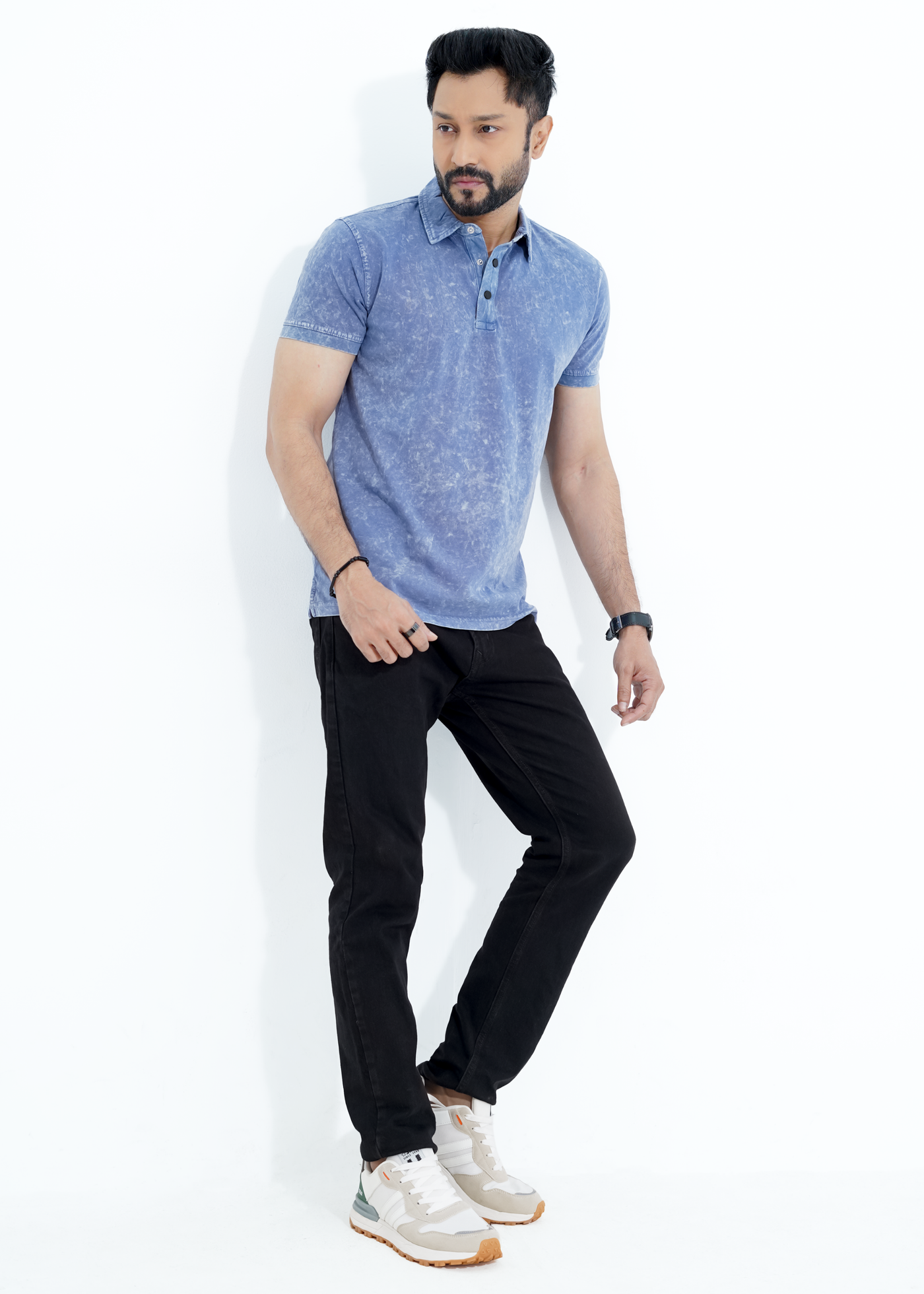 Faded Denim - Acid Wash Premium S/J Cotton Polo Shirt