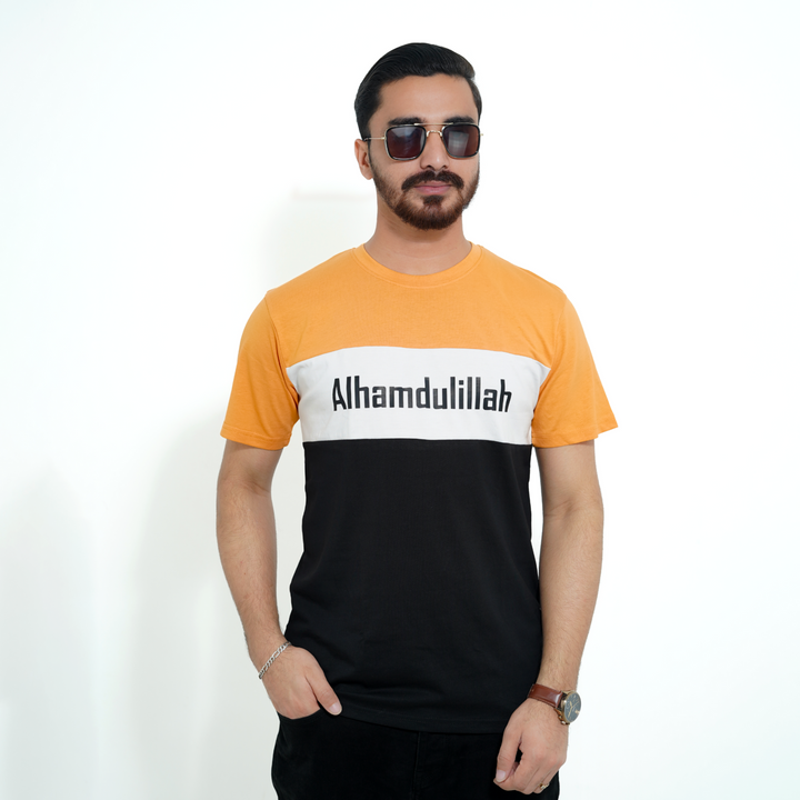 Male model wearing Fils Lifestyle Men's Premium T-Shirt - Alhamdulillah.
