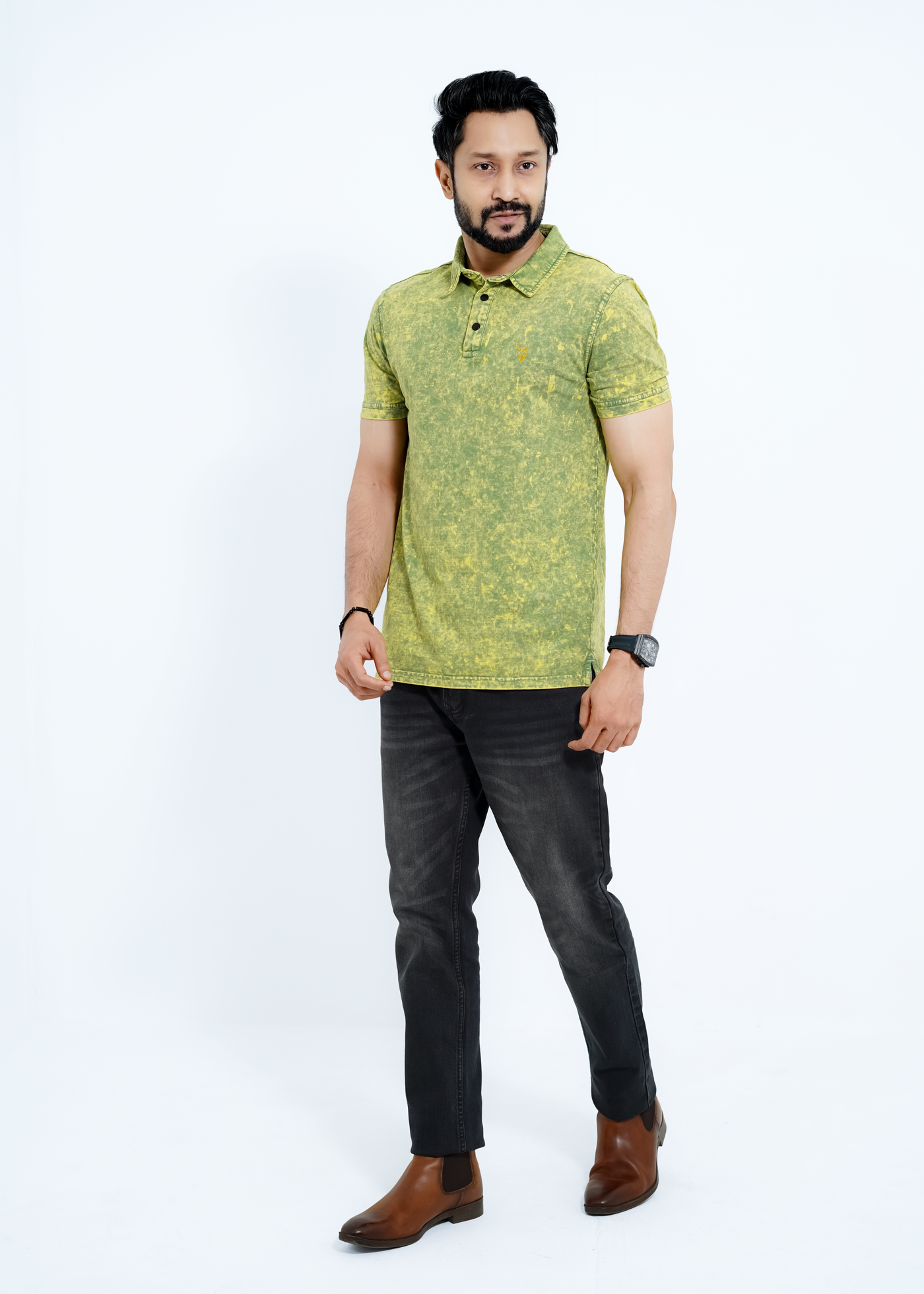 Grasshopper - Acid Wash Premium S/J Cotton Polo Shirt