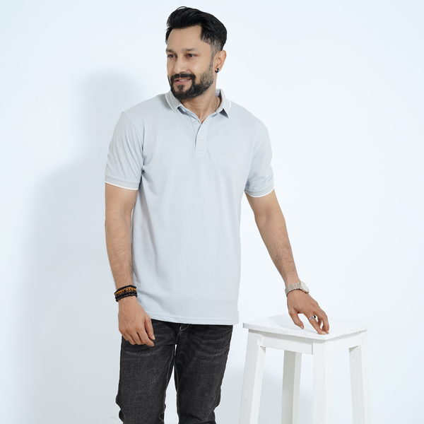 Double PK Regular Polo Shirt - Ice Blue