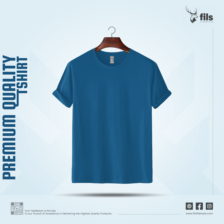 Man wearing a blue t-shirt and sunglasses on a white background