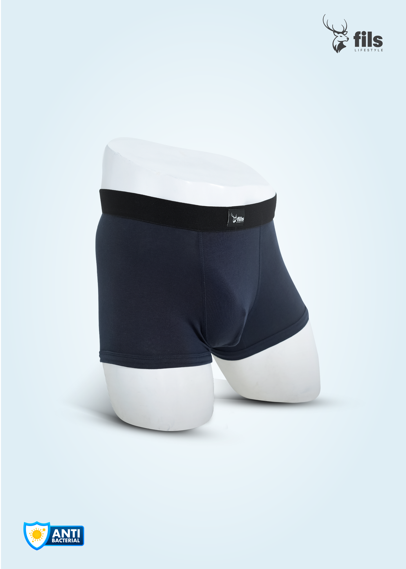 Navy - Men's Premium Antibacterial Boxer Brief (Cotton)
