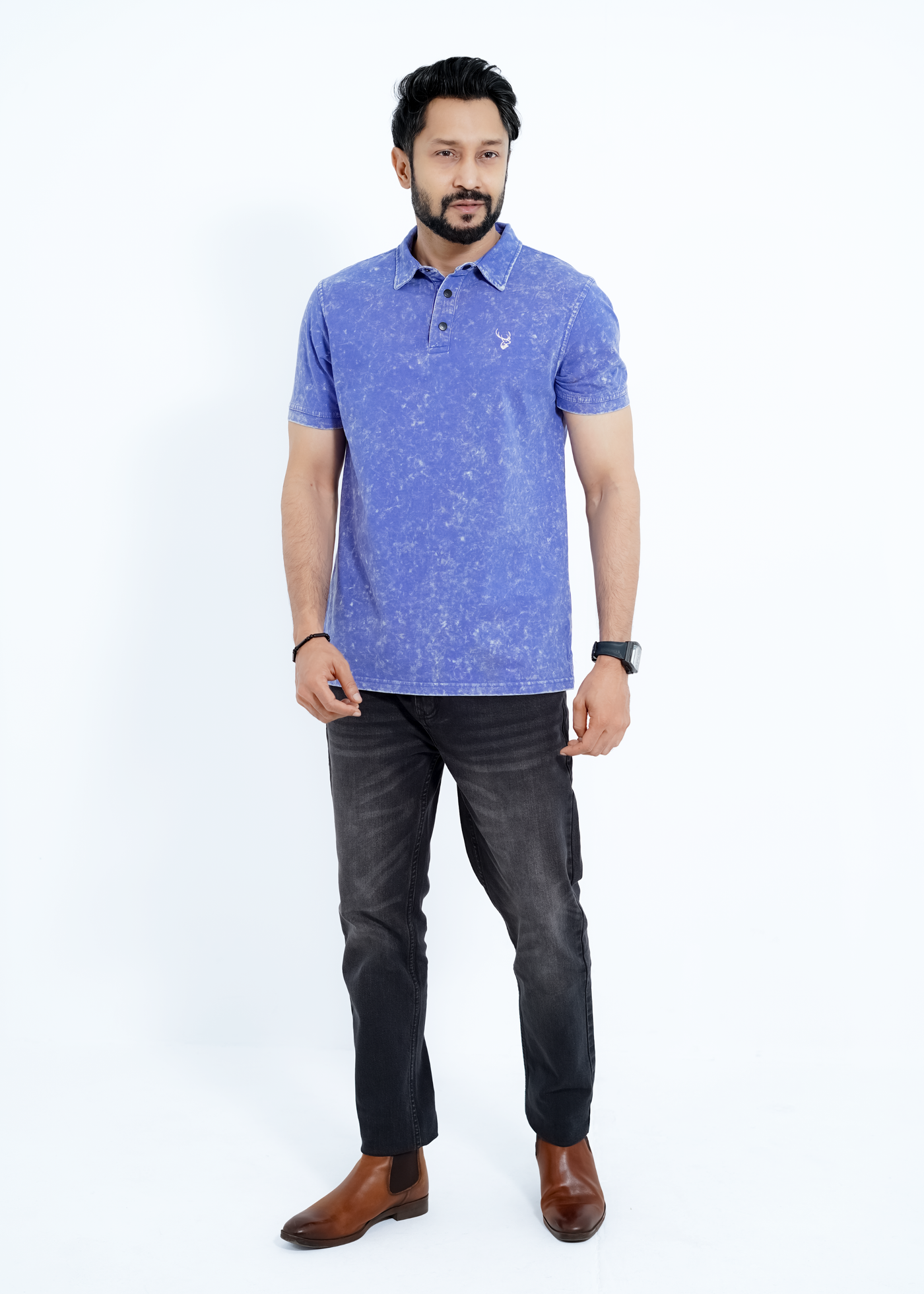 Royal Purple - Acid Wash Premium S/J Cotton Polo Shirt